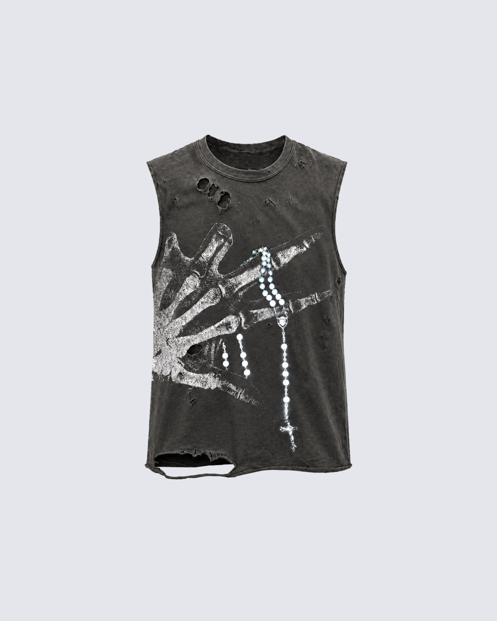 Distressed Skeletal Graphic Tank Top
