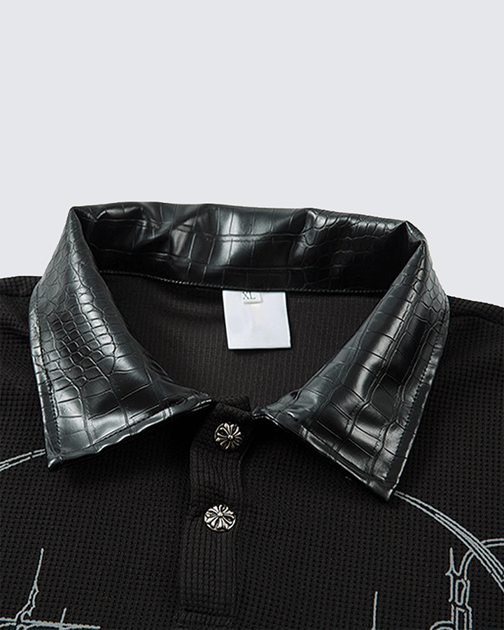 Gothic Double Sleeve Polo with Barbed Quote Print