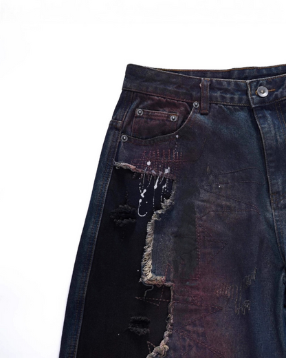 Vintage Distressed Paint Splatter Jeans