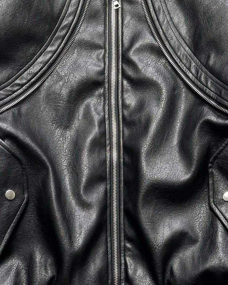 GRYFT Sleek Leather Flight Cotton Jacket