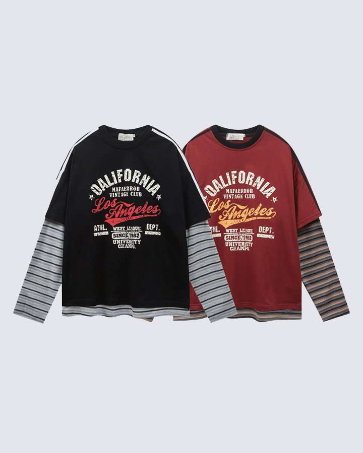 Layered Sleeve Graphic Tee – Vintage Style