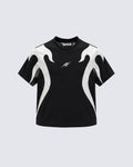 Abstract Flame Graphic Short Sleeve Top