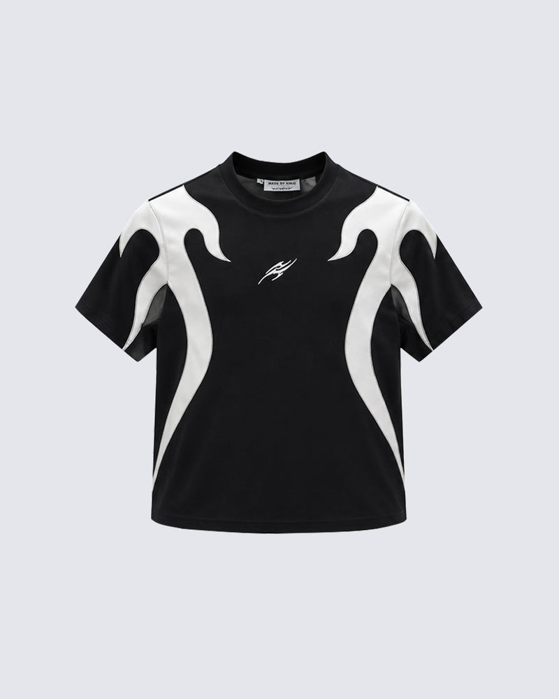 Abstract Flame Graphic Short Sleeve Top