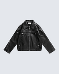 Heavy-Duty Deconstructed Studded Leather Jacket