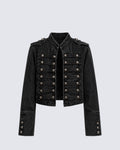 American-Style Metal Ribbed Button Retro Washed Jacket