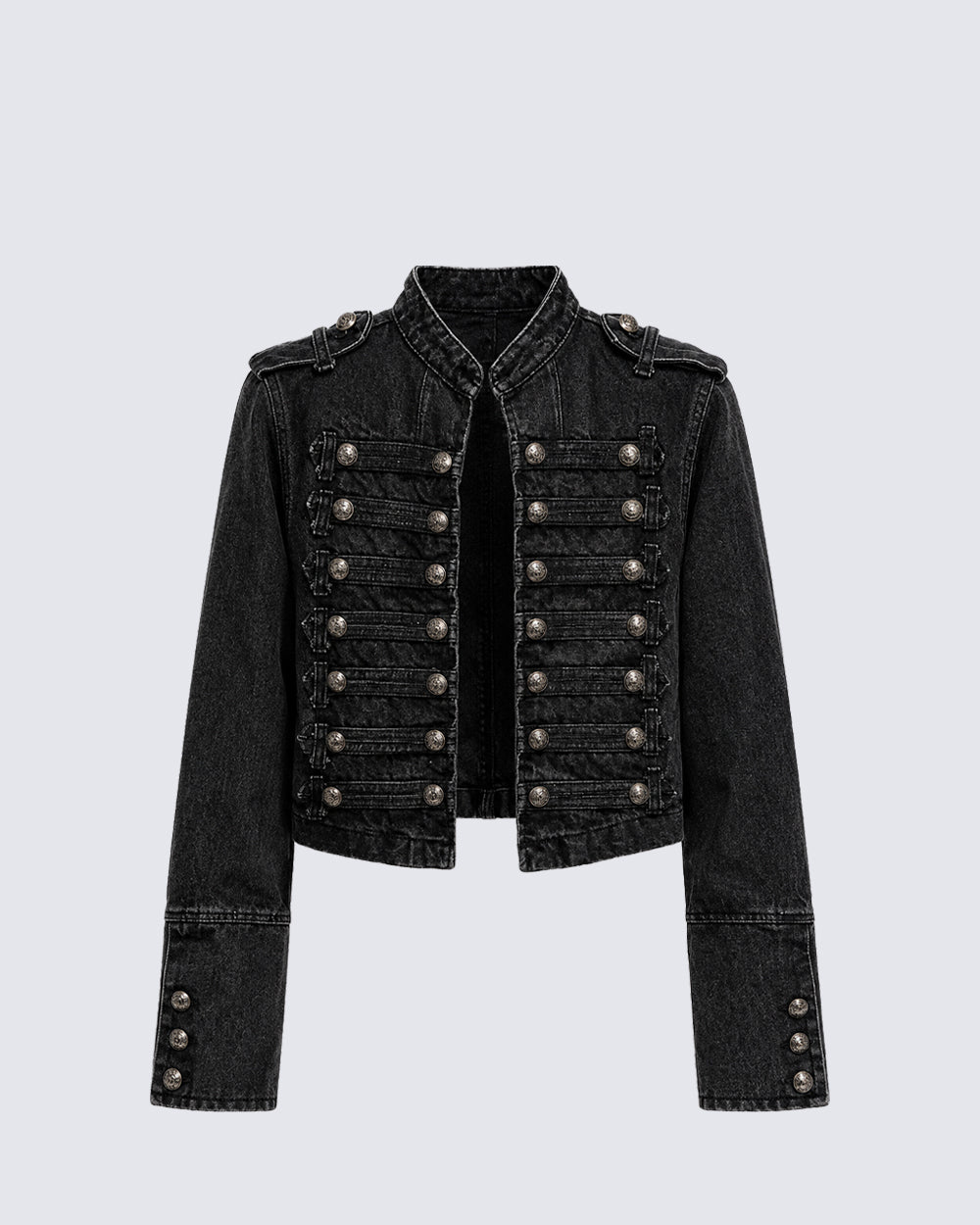 American-Style Metal Ribbed Button Retro Washed Jacket