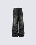 GRYFT Retro Dirty-Washed Distressed Wide-Leg Jeans