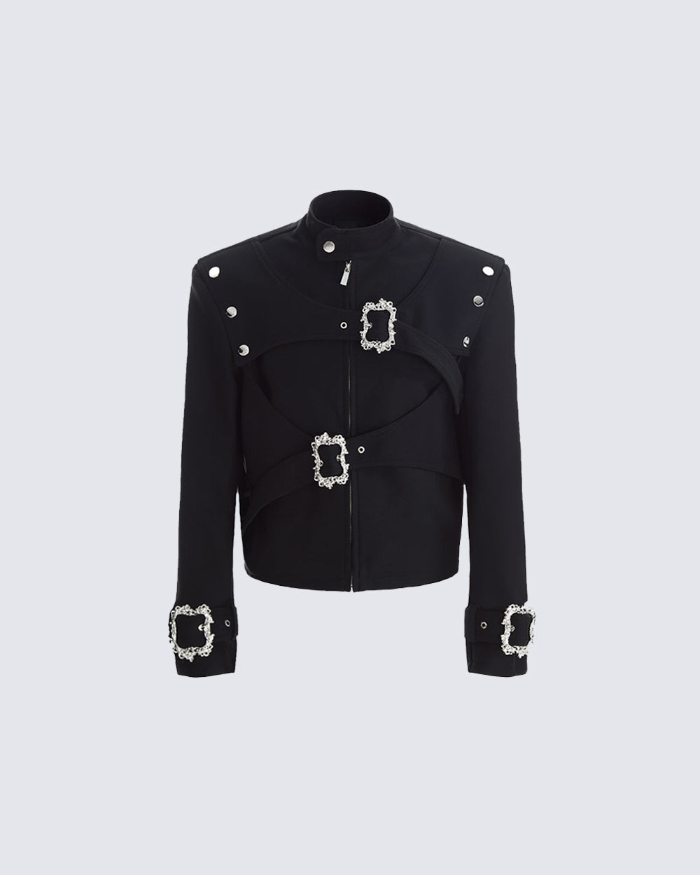 Gothic Buckle Strap Cropped Jacket