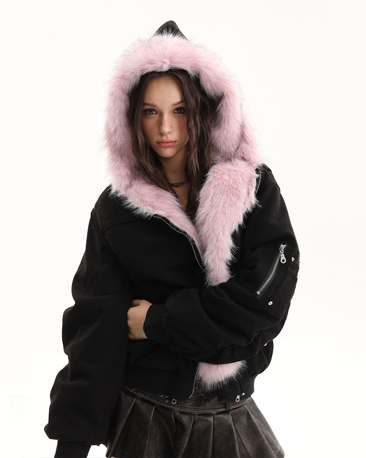 American High-Street Reversible Fleece Flight Jacket