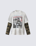 American-Style Distressed Camouflage "Faux-Layered" T-Shirt