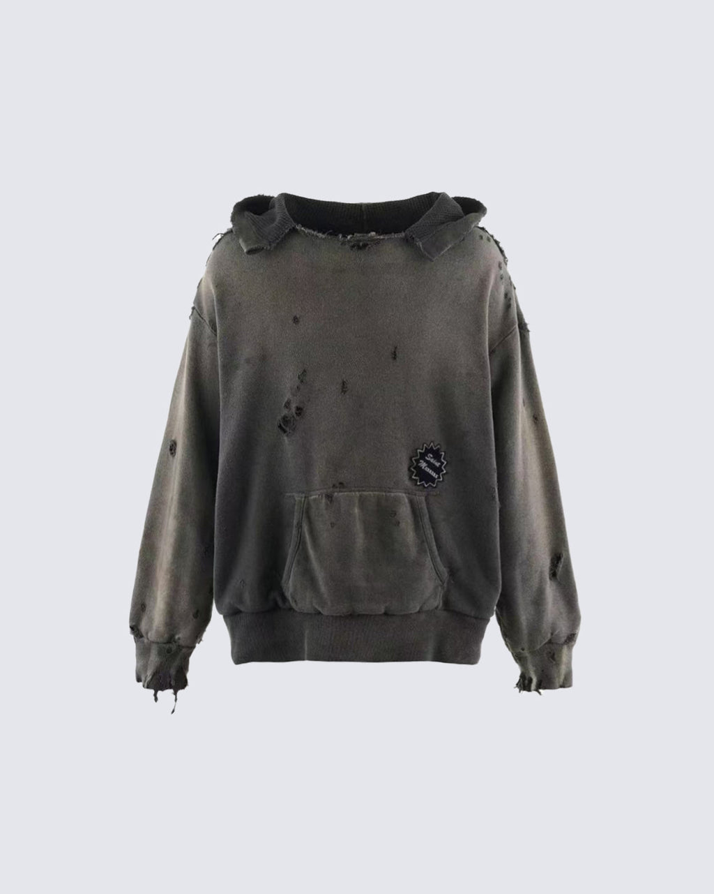 Distressed Printed Pullover Hoodie