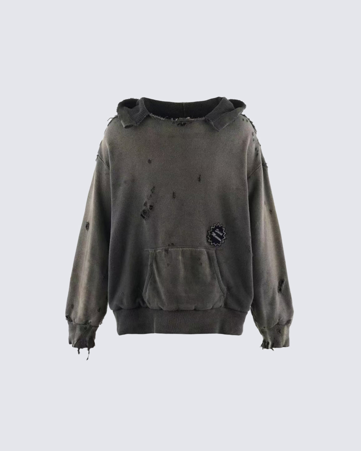 Distressed Printed Pullover Hoodie