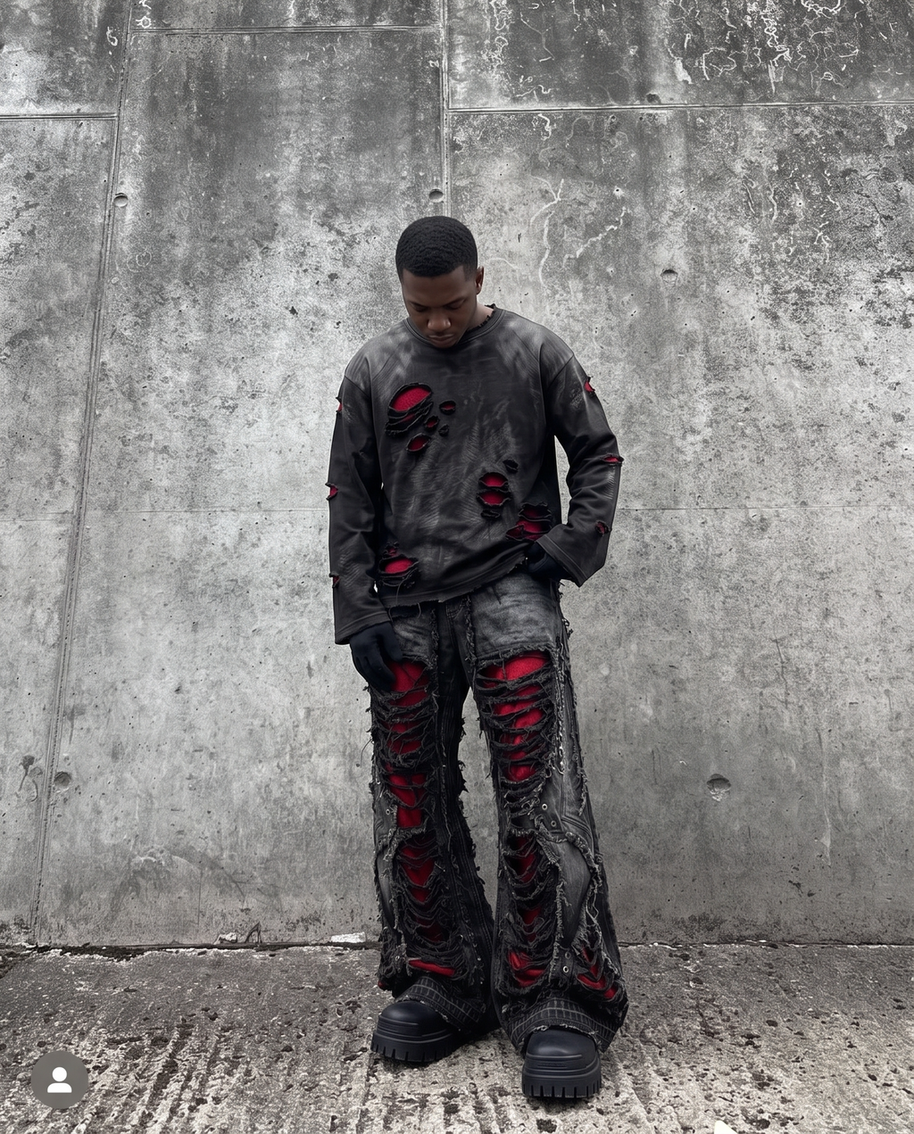 GRYFT RED RUST Series | Distressed Raglan Long Sleeve