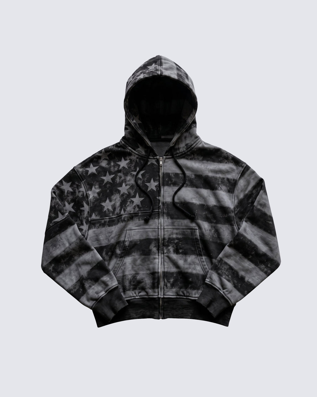 GRYFT Vintage-Wash Starand Stripe Zip-Up Hoodie