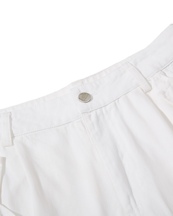 Distressed Cargo Wide-Leg Pants with Straps
