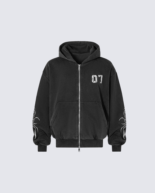 Gothic Tree Graphic Oversized Hoodie