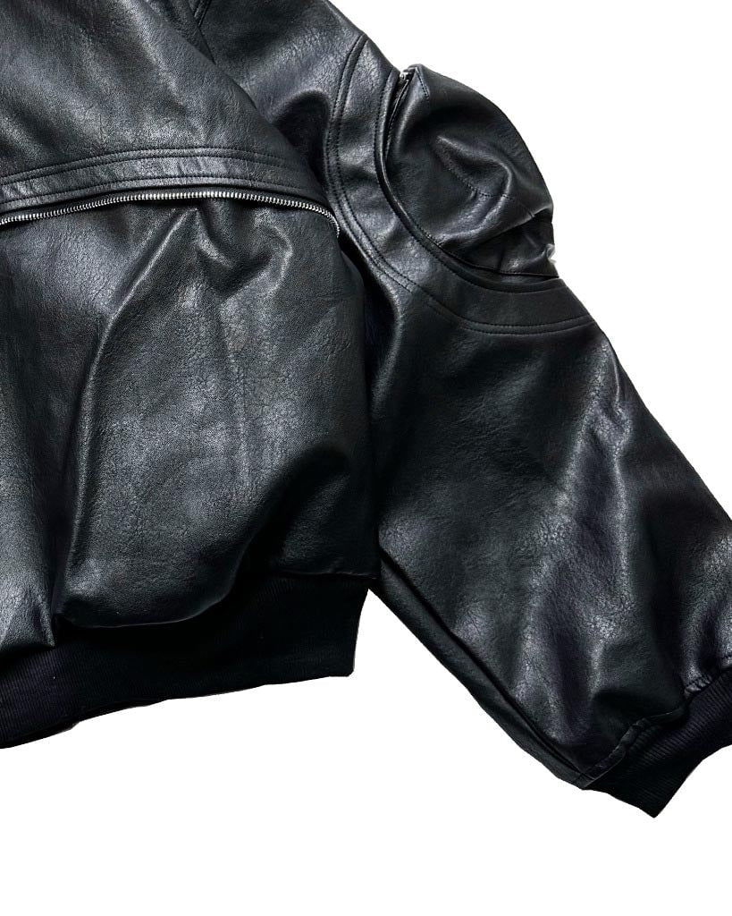 GRYFT Sleek Leather Flight Cotton Jacket