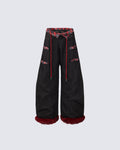 American Retro Plaid Patchwork Denim Pants