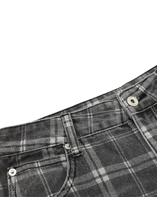 Retro Plaid Wide-Leg Casual Pants