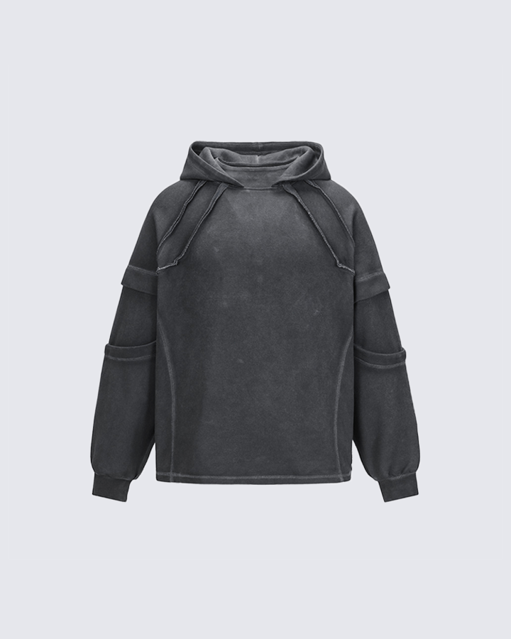 Washed Stitch Detail Oversized Hoodie