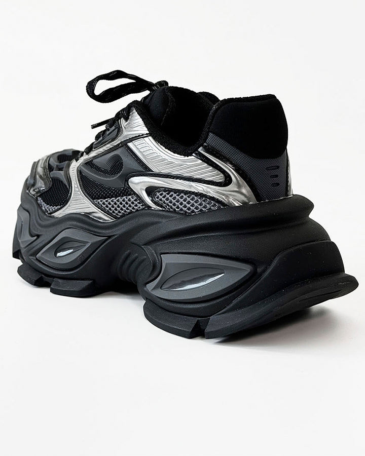 Chunky Black Platform Height-Increasing Sneakers