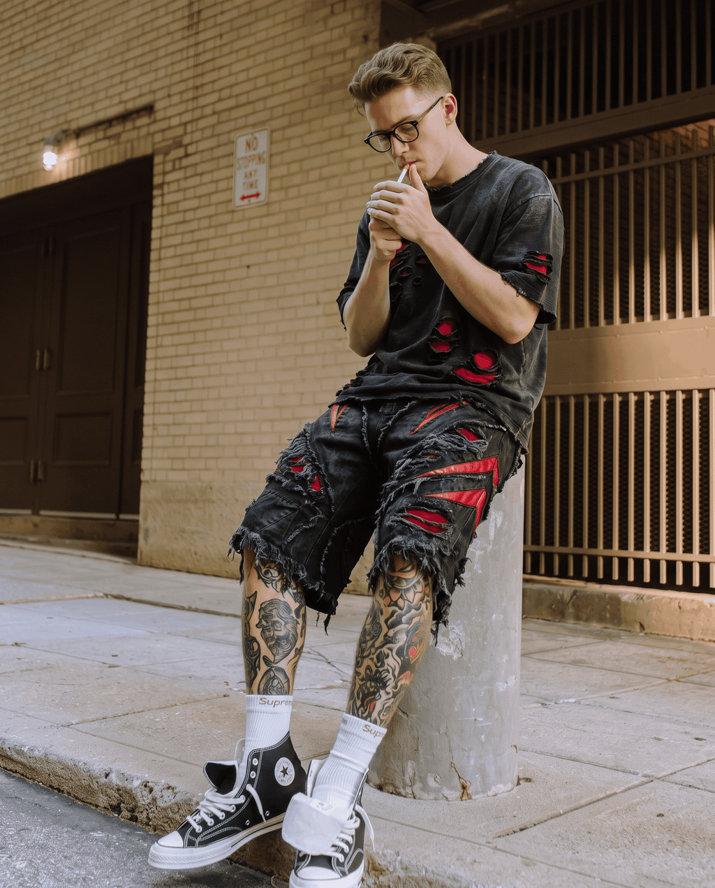 GRYFT RED RUST Series | Distressed Denim Shorts