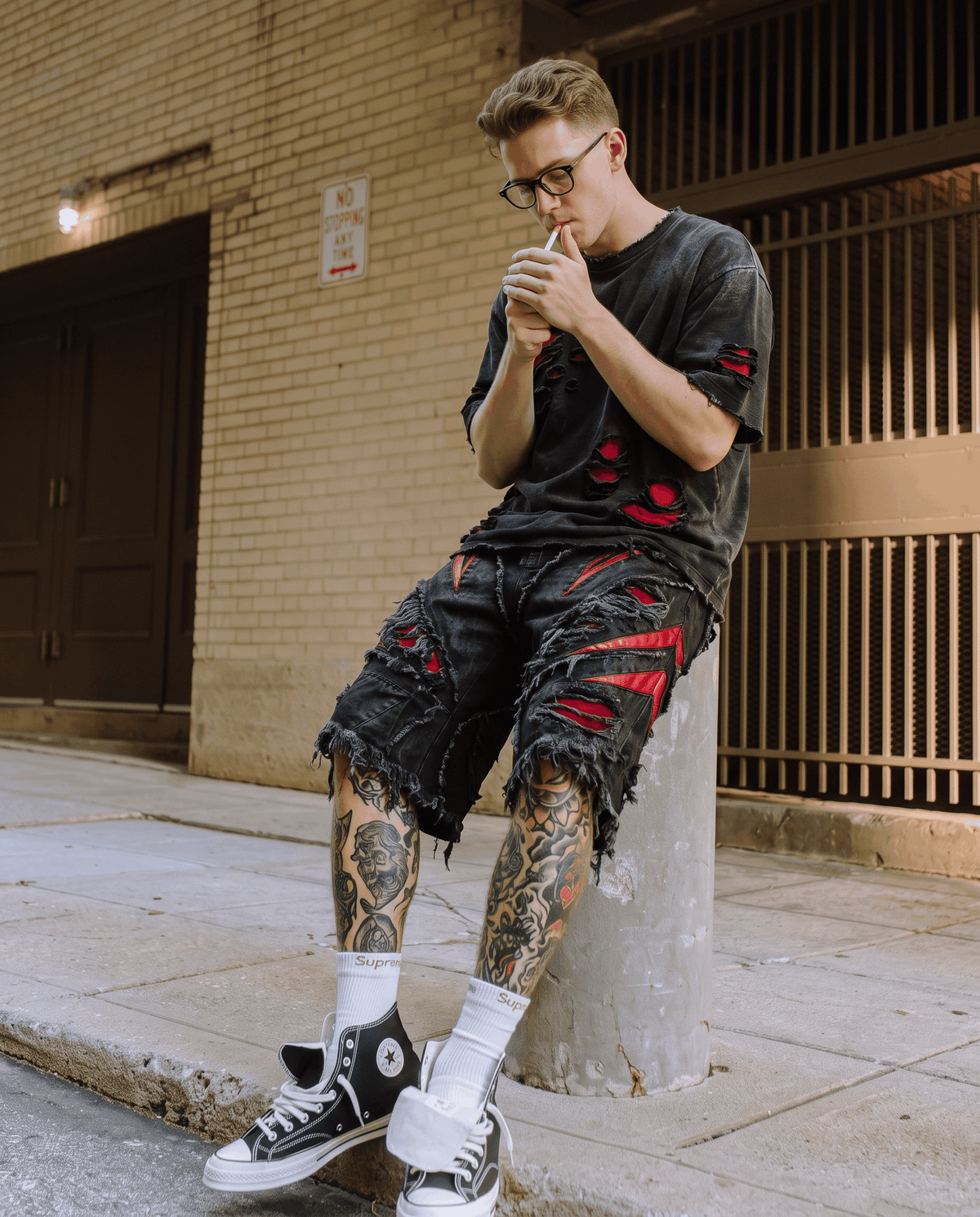 GRYFT RED RUST Series | Distressed Denim Shorts