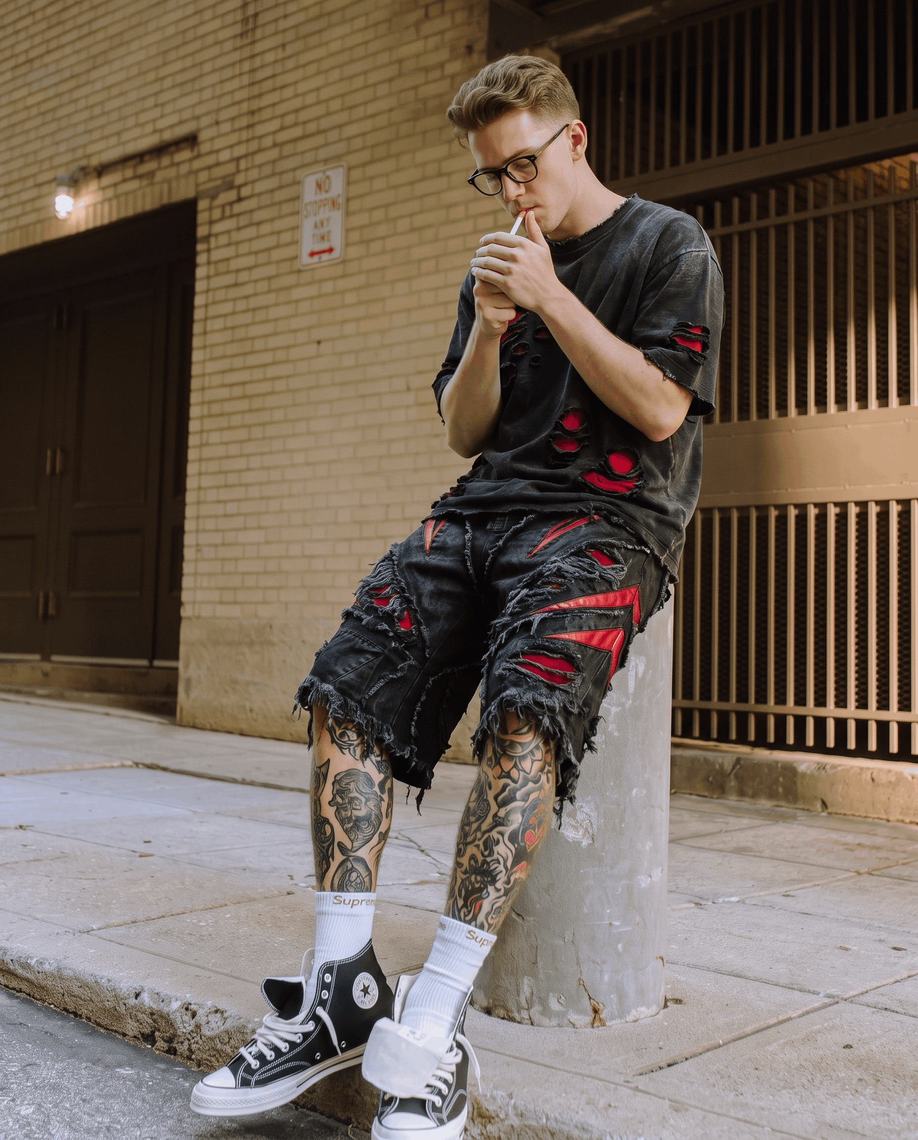 GRYFT RED RUST Series | Distressed Denim Shorts