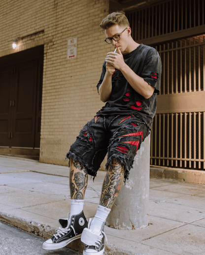 GRYFT RED RUST Series | Distressed Denim Shorts