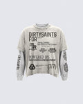 GRYFT Grunge Distressed Typography Layered Long-Sleeve T-Shirt
