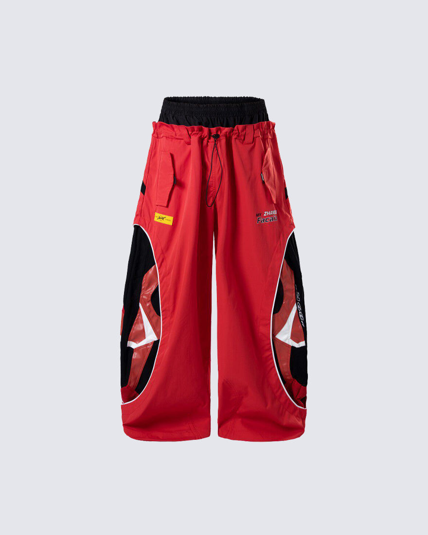 Street Colorblock Panel Loose Fit Wide Leg Pants