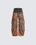 Wasteland Mud-Dyed Layered Wide-Leg Jeans