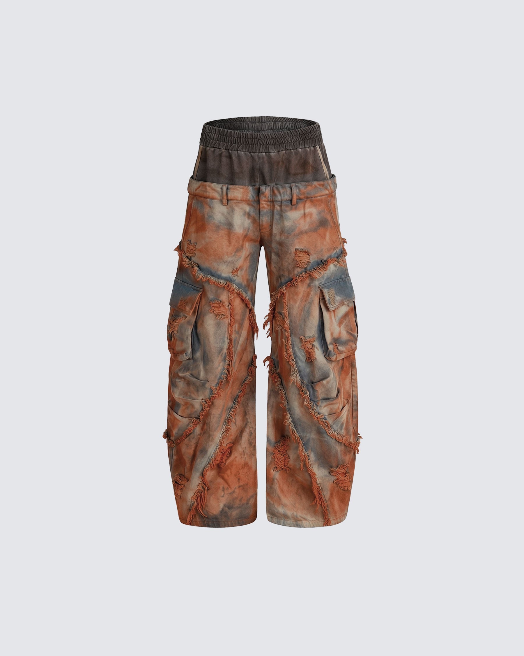 Wasteland Mud-Dyed Layered Wide-Leg Jeans