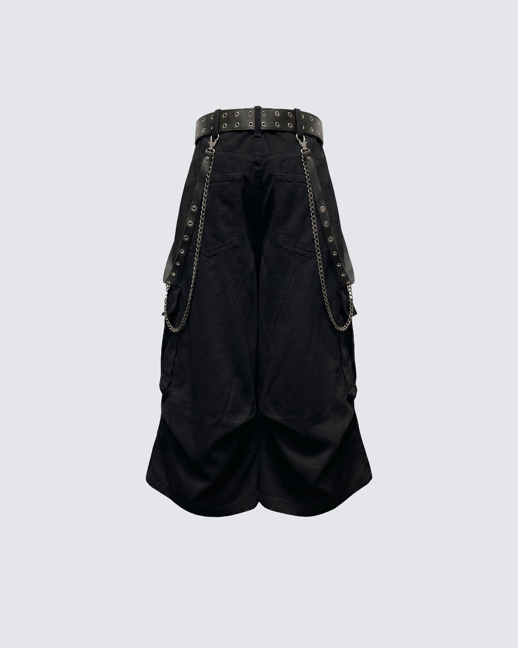 LIGHTNING Series | Gothic Chain Strap Utility Shorts