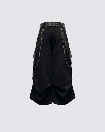 LIGHTNING Series | Gothic Chain Strap Utility Shorts