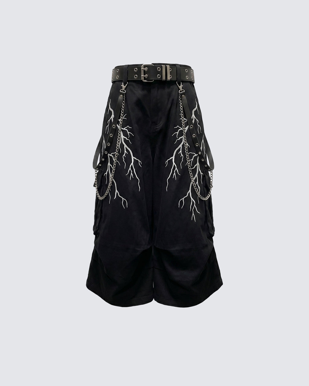 LIGHTNING Series | Gothic Chain Strap Utility Shorts