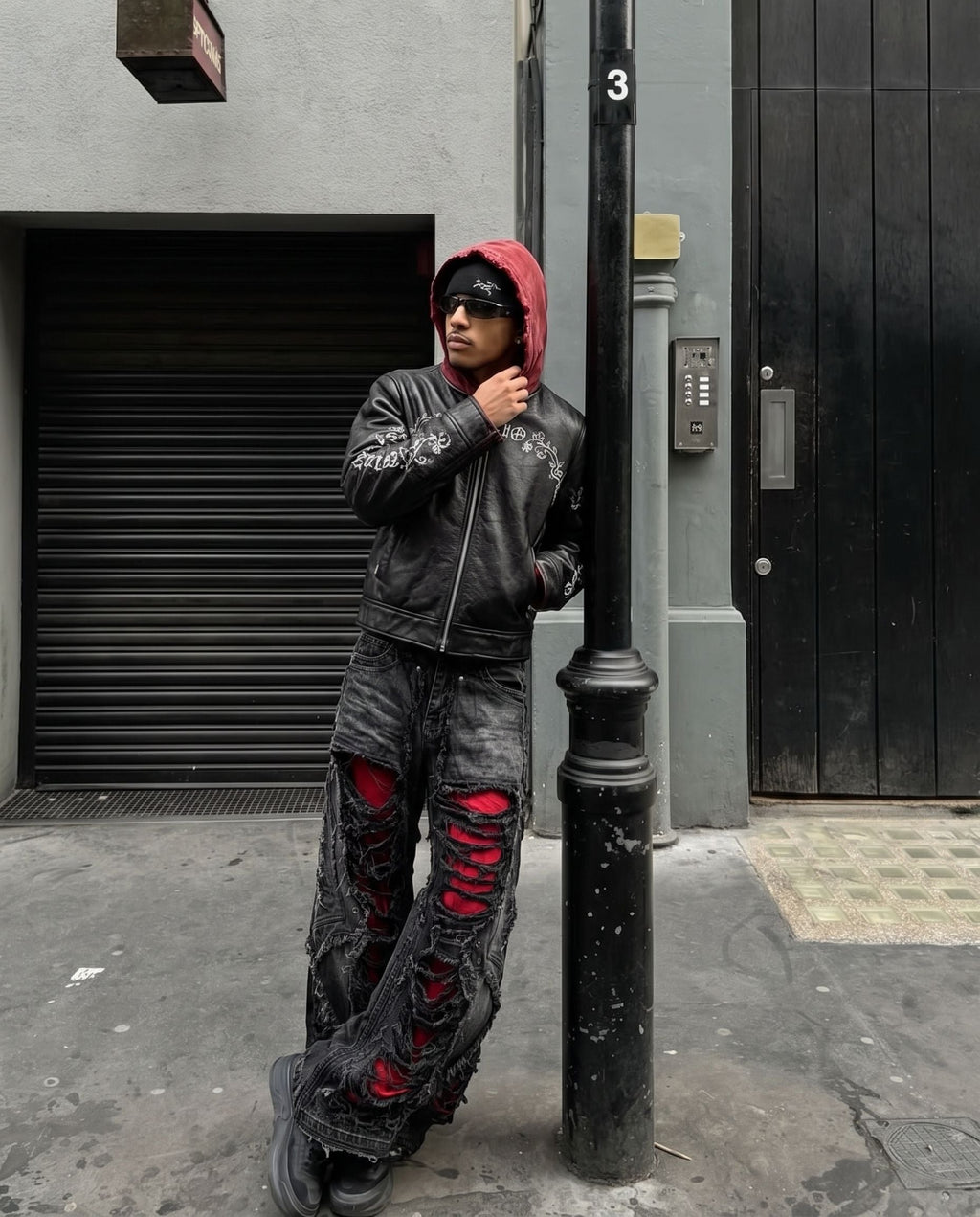 GRYFT RED RUST Series | Vintage Leather Hooded Bomber Jacket