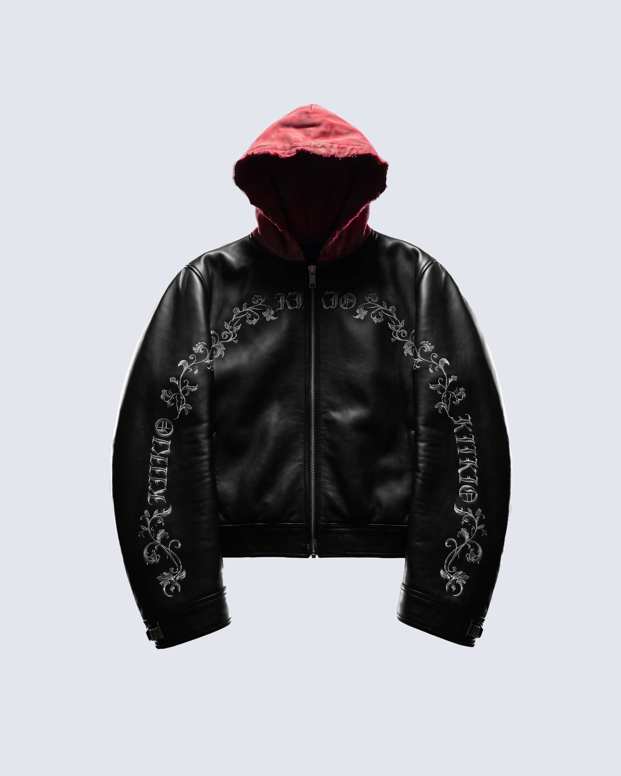 GRYFT RED RUST Series | Vintage Leather Hooded Bomber Jacket