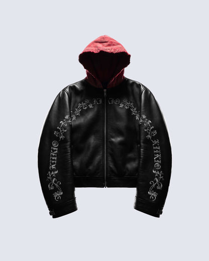 GRYFT RED RUST Series | Vintage Leather Hooded Bomber Jacket