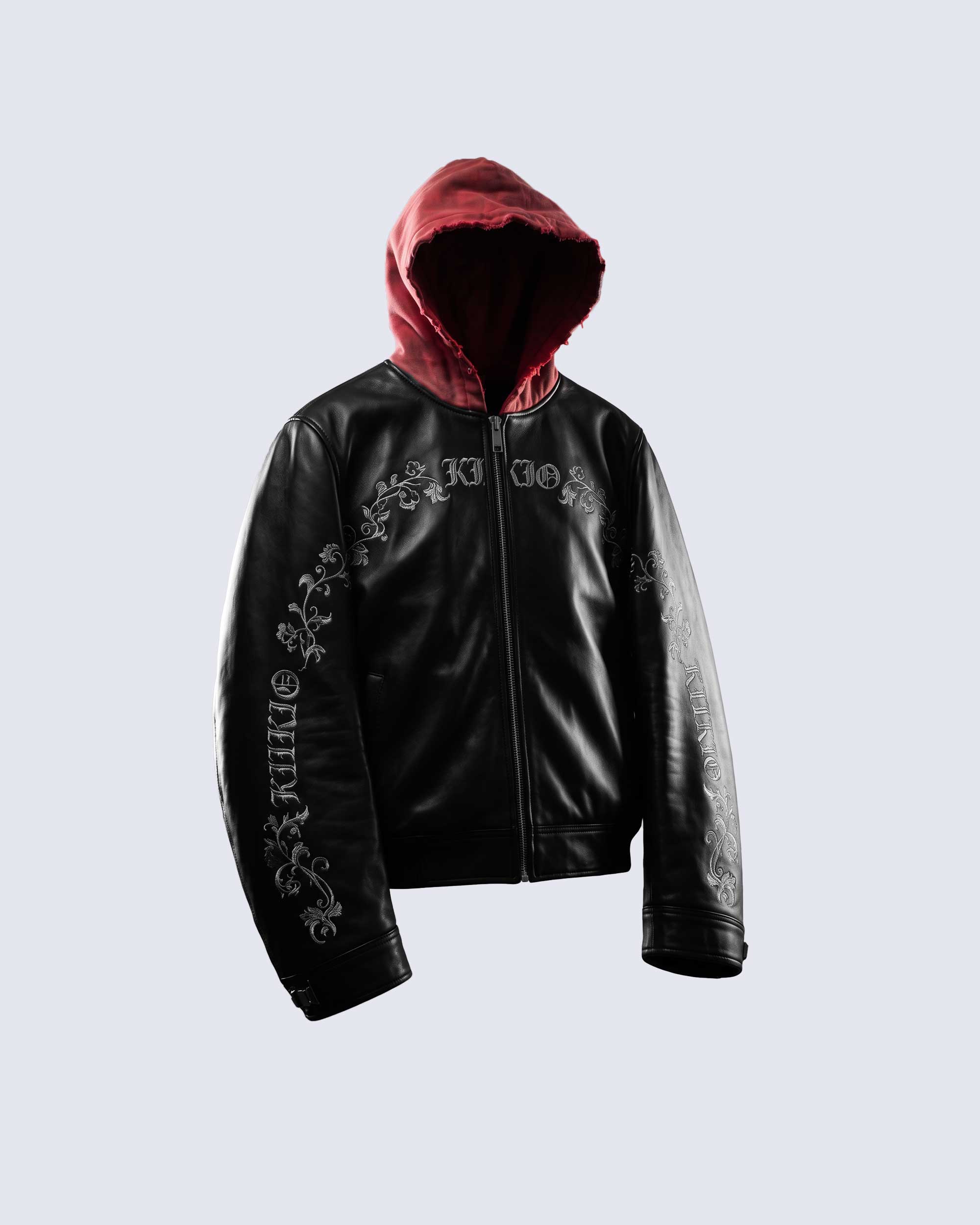 GRYFT RED RUST Series | Vintage Leather Hooded Bomber Jacket