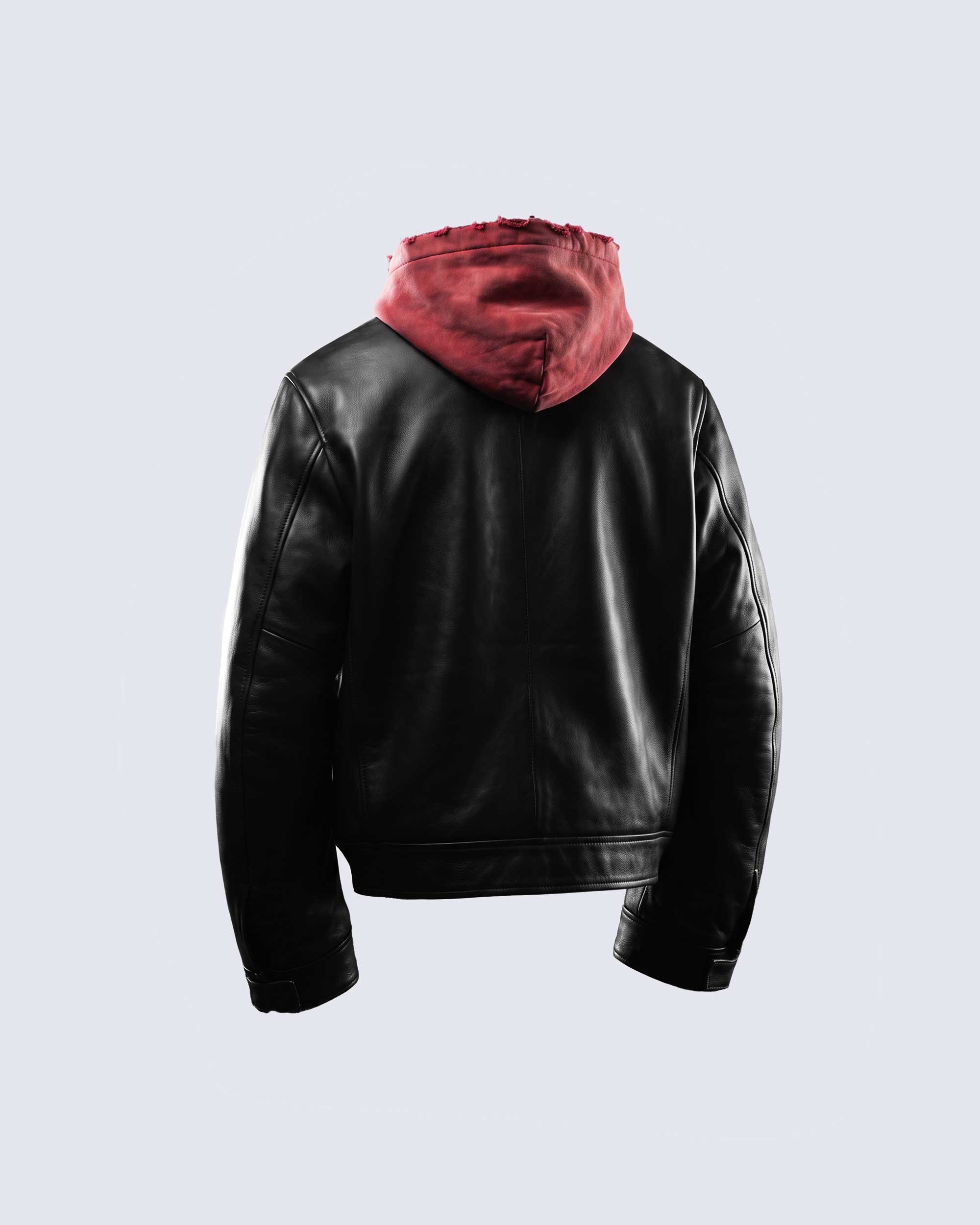 GRYFT RED RUST Series | Vintage Leather Hooded Bomber Jacket