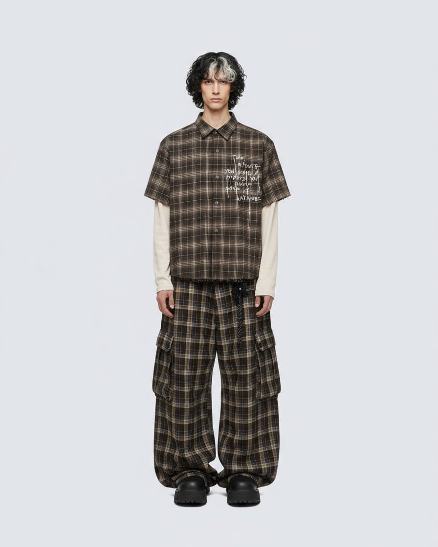 American Vintage Multi-Pocket Checkered Cargo Pants