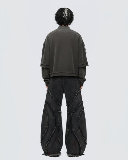 GRYFT Patchwork Distressed Sweatshirt