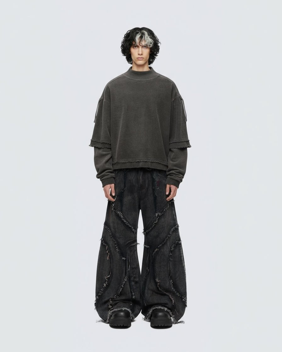 GRYFT Patchwork Distressed Sweatshirt