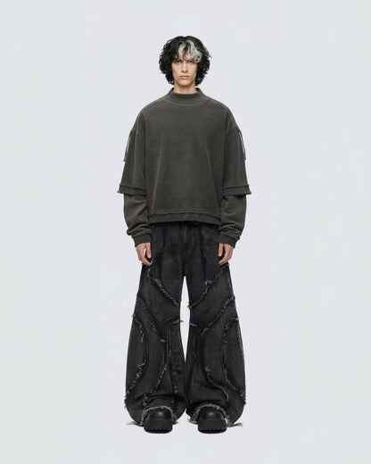 GRYFT Patchwork Distressed Sweatshirt
