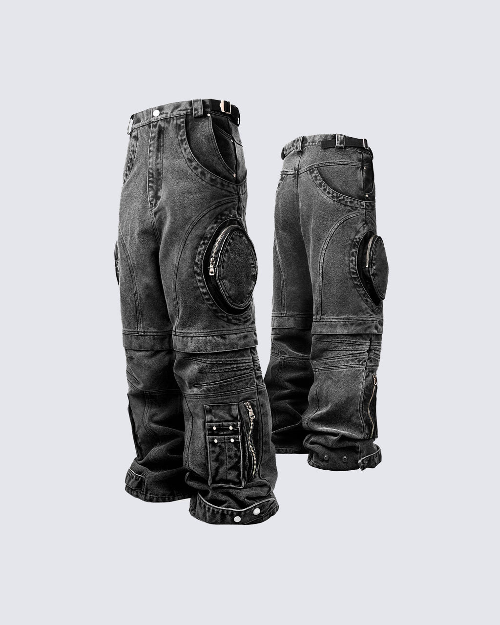 Bold Retro-Washed Black Denim Pants by GRYFT