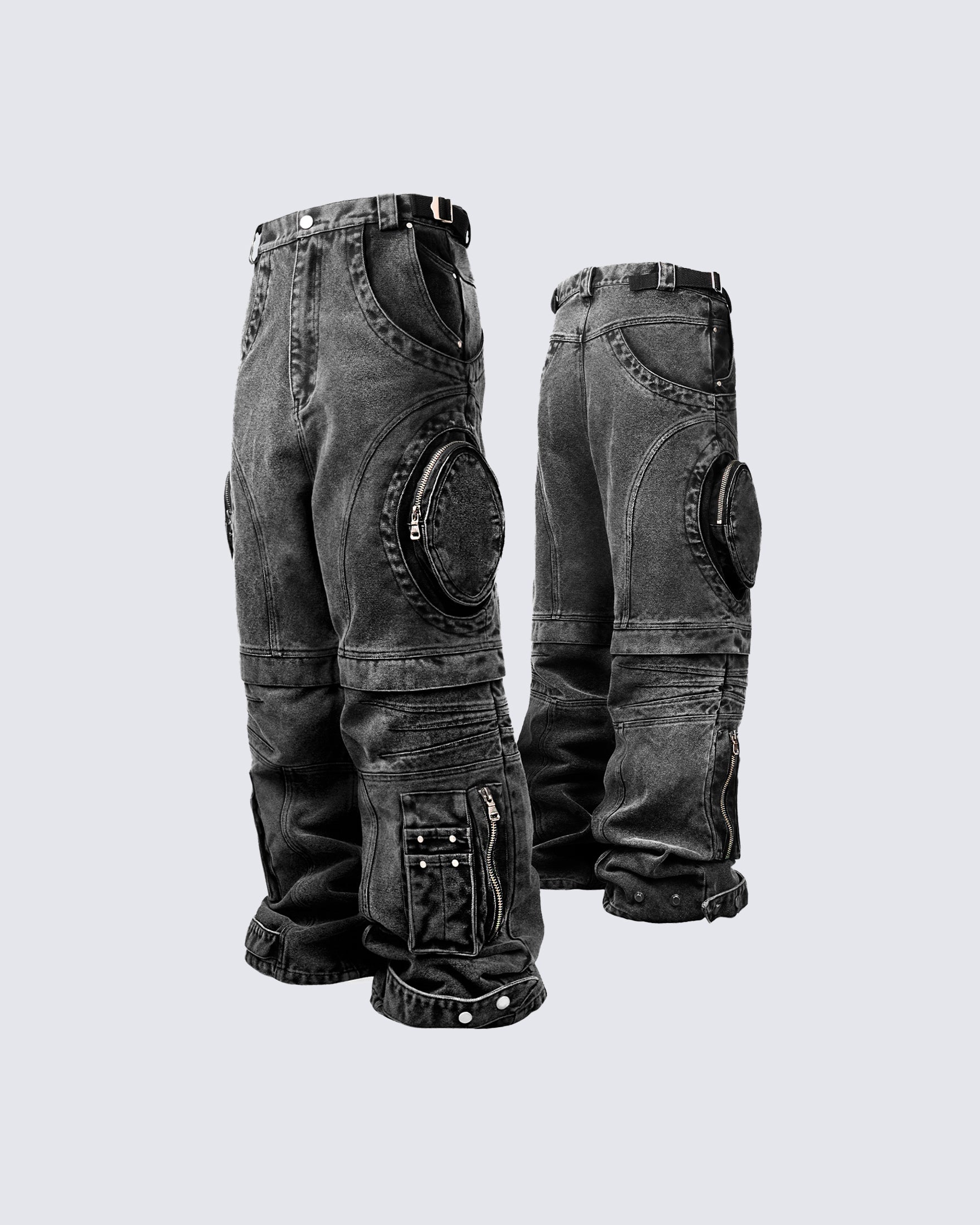 Bold Retro-Washed Black Denim Pants by GRYFT
