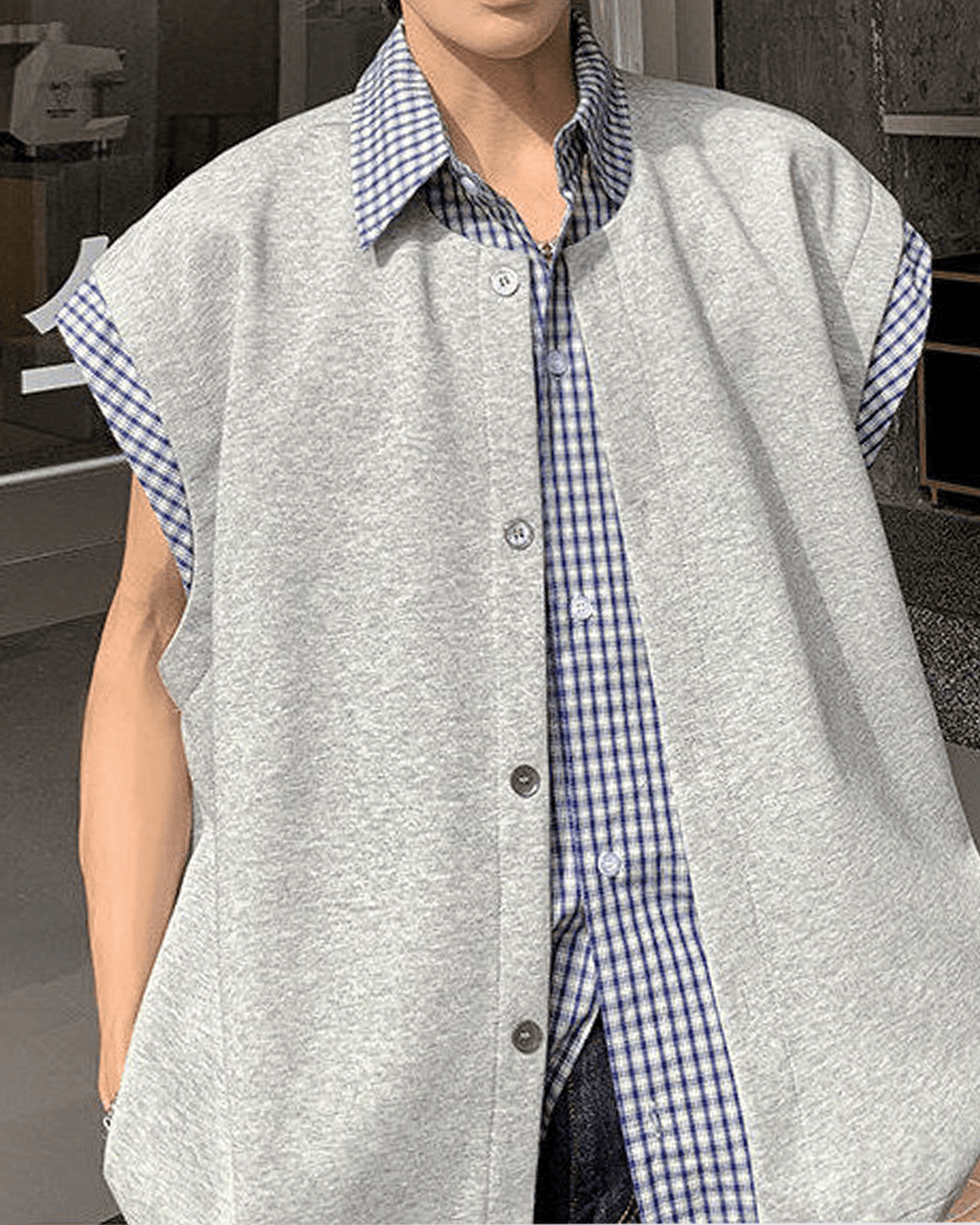 Layered Patchwork Vest Shirt